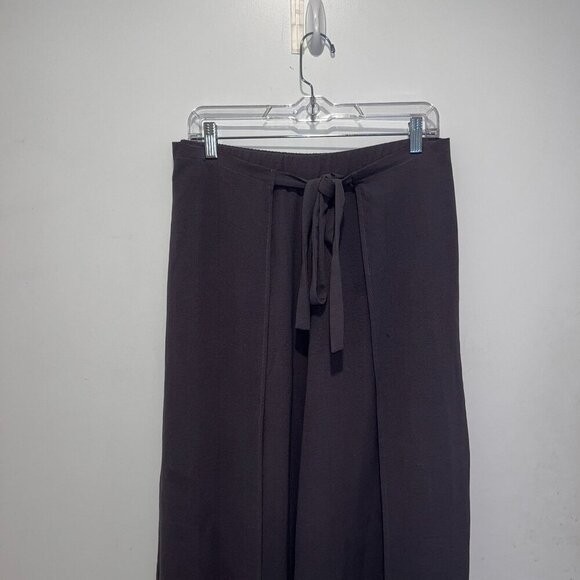 Zara Gray High-Waist Wide-Leg Tie Waistband Flowy Women's Pants Size Large - Picture 2 of 12
